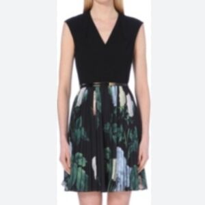 Beulah Niaa Mixed-Media Pleated Dress Girly Feminine Floral Romantic Wedding M